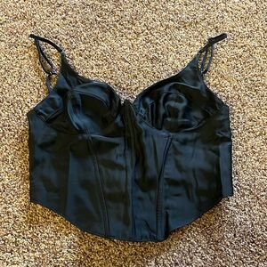 Urban Outfitters Cropped Black Tank Top with Cage Style